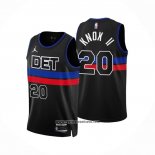 Camiseta Detroit Pistons Kevin Knox II #20 Statement 2022-23 Negro