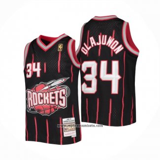 Camiseta Houston Rockets Hakeem Olajuwon #34 Mitchell & Ness 1996-97 Negro