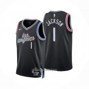 Camiseta Los Angeles Clippers Reggie Jackson #1 Ciudad 2022-23 Negro
