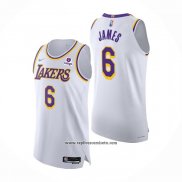 Camiseta Los Angeles Lakers LeBron James #6 Association Autentico Blanco