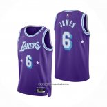 Camiseta Los Angeles Lakers LeBron James #6 Ciudad Edition 2021-22 Violeta