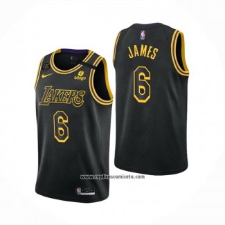 Camiseta Los Angeles Lakers LeBron James #6 Mamba 2021-22 Negro