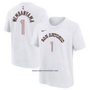Camiseta Manga Corta San Antonio Spurs Victor Wembanyama Ciudad 2023-24 Blanco