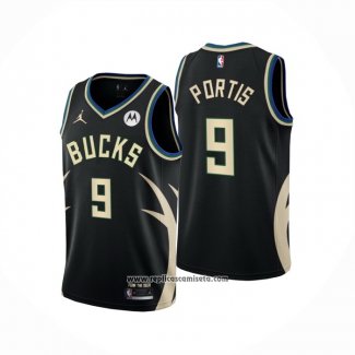 Camiseta Milwaukee Bucks Bobby Portis #9 Statement 2022-23 Negro