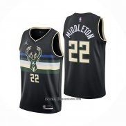 Camiseta Milwaukee Bucks Khris Middleton #22 Statement 2020-21 Negro