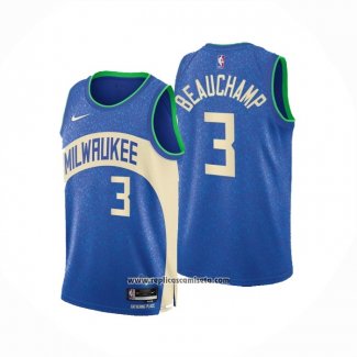 Camiseta Milwaukee Bucks Marjon Beauchamp #3 Ciudad 2023-24 Azul