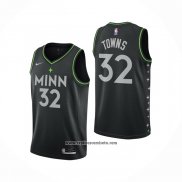 Camiseta Minnesota Timberwolves Karl-Anthony Towns #32 Ciudad 2020-21 Negro