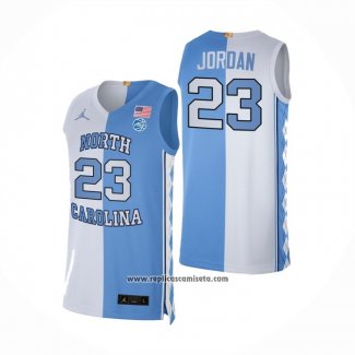 Solicitud voltereta Manchuria Camiseta NCAA North Carolina Tar Heels Michael Jordan #23 Split Azul Blanco