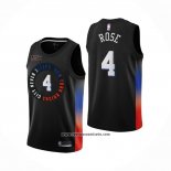 Camiseta New York Knicks Derrick Rose #4 Ciudad 2020-21 Negro