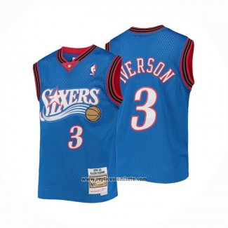 Camiseta Nino Philadelphia 76ers Allen Iverson #3 Mitchell & Ness 1999-00 Azul