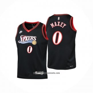 Camiseta Nino Philadelphia 76ers Tyrese Maxey NO 0 Classia 2025-26 Negro