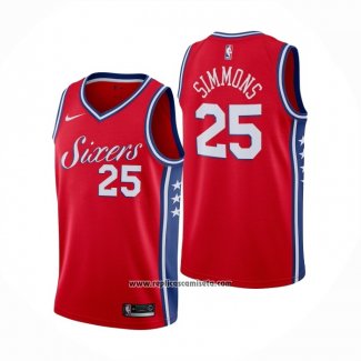 Camiseta Philadelphia 76ers Ben Simmons #25 Statement Rojo