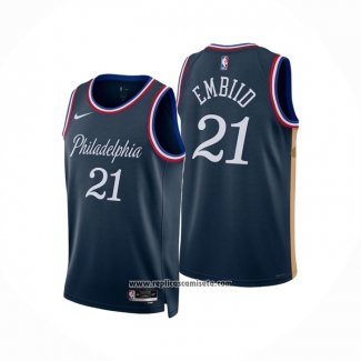 Camiseta Philadelphia 76ers Joel Embiid NO 21 Ciudad 2025-26 Azul