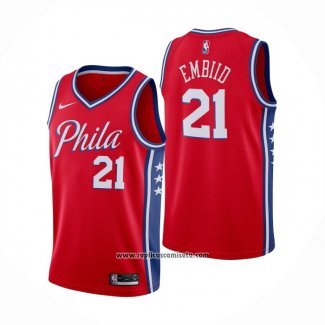 Camiseta Philadelphia 76ers Joel Embiid #21 Statement Rojo