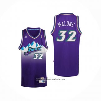 Camiseta Utah Jazz Karl Malone #32 Retro Violeta