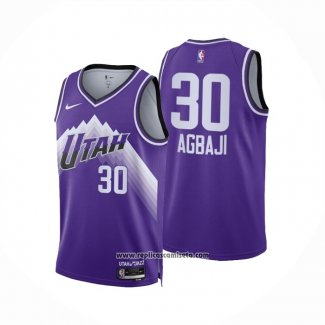 Camiseta Utah Jazz Ochai Agbaji #30 Ciudad 2023-24 Violeta