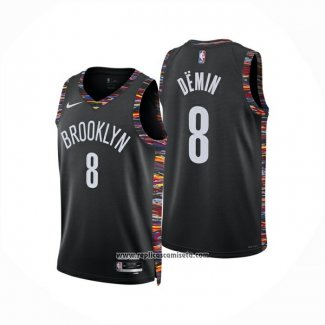 Camiseta Brooklyn Nets Egor Demin NO 8 Ciudad 2025-26 Negro