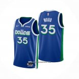 Camiseta Dallas Mavericks Christian Wood #35 Ciudad 2022-23 Azul