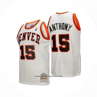 Camiseta Denver Nuggets Carmelo Anthony NO 15 Mitchell & Ness 2006-07 Blanco1