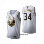 Camiseta Golden Edition Milwaukee Bucks Giannis Antetokounmpo #34 Blanco