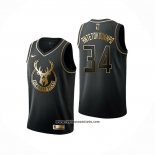 Camiseta Golden Edition Milwaukee Bucks Giannis Antetokounmpo #34 Negro