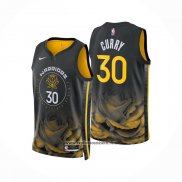 Camiseta Golden State Warriors Stephen Curry #30 Ciudad 2022-23 Negro