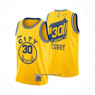 Camiseta Golden State Warriors Stephen Curry #30 Mitchell & Ness 2019-20 Amarillo