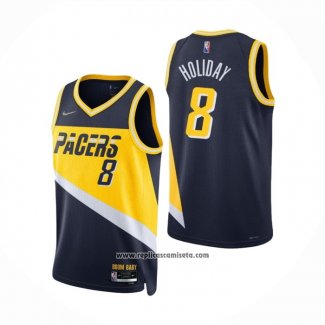 Camiseta Indiana Pacers Justin Holiday #8 Ciudad 2021-22 Azul