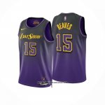 Camiseta Los Angeles Lakers Austin Reaves #15 Ciudad 2024-25 Violeta