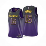 Camiseta Los Angeles Lakers Austin Reaves #15 Ciudad 2024-25 Violeta