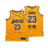 Camiseta Los Angeles Lakers LeBron James NO 23 Icon Amarillo