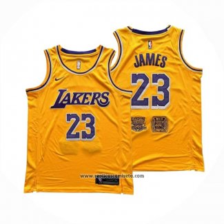 Camiseta Los Angeles Lakers LeBron James NO 23 Icon Amarillo