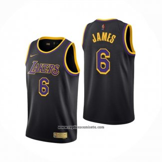 Camiseta Los Angeles Lakers LeBron James #6 Earned 2021-22 Negro