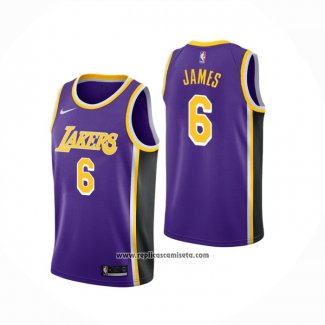 Camiseta Los Angeles Lakers LeBron James #6 Statement 2021-22 Violeta