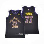 Camiseta Los Angeles Lakers Luka Doncic NO 77 Ciudad 2024-25 Negro