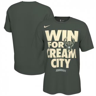 Camiseta Manga Corta Milwaukee Bucks 2025 NBA Playoffs Verde