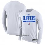 Camiseta Manga Larga Los Angeles Clippers Practice Performance 2022-23 Blanco