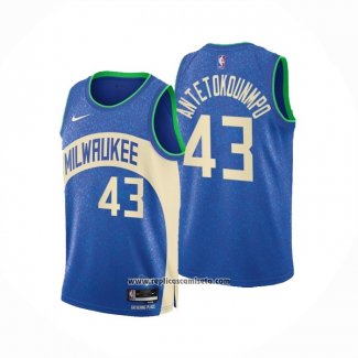 Camiseta Milwaukee Bucks Thanasis Antetokounmpo #43 Ciudad 2023-24 Azul