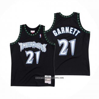 Camiseta Minnesota Timberwolves Kevin Garnett #21 Hardwood Classics Throwback Negro