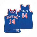 Camiseta New York Knicks Anthony Mason #14 Hardwood Classics Throwback Azul