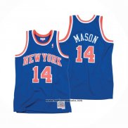 Camiseta New York Knicks Anthony Mason #14 Hardwood Classics Throwback Azul