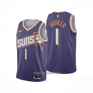 Camiseta Phoenix Suns Devin Booker #1 Icon 2023-24 Violeta