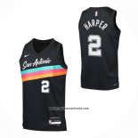 Camiseta San Antonio Spurs Dylan Harper NO 2 Ciudad 2025-26 Negro
