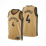Camiseta Toronto Raptors Scottie Barnes #4 Ciudad 2023-24 Oro
