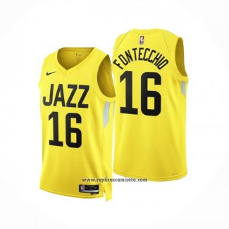 Camiseta Utah Jazz Simone Fontecchio #16 Icon 2022-23 Amarillo