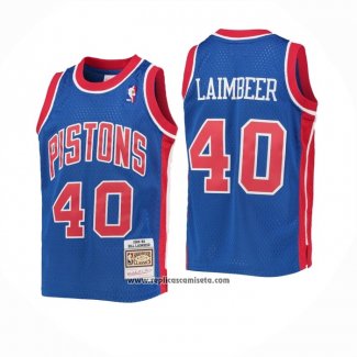 Camiseta Detroit Pistons Bill Laimbeer #40 Mitchell & Ness 1988-89 Azul