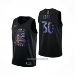 Camiseta Golden State Warriors Stephen Curry #30 Iridescent Logo Negro
