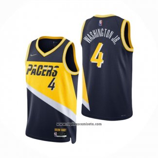 Camiseta Indiana Pacers Duane Washington Jr. #4 Ciudad 2021-22 Azul