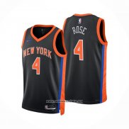 Camiseta New York Knicks Derrick Rose #4 Ciudad 2022-23 Negro