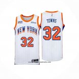 Camiseta New York Knicks Karl-Anthony Towns #32 Ciudad 2024-25 Blanco